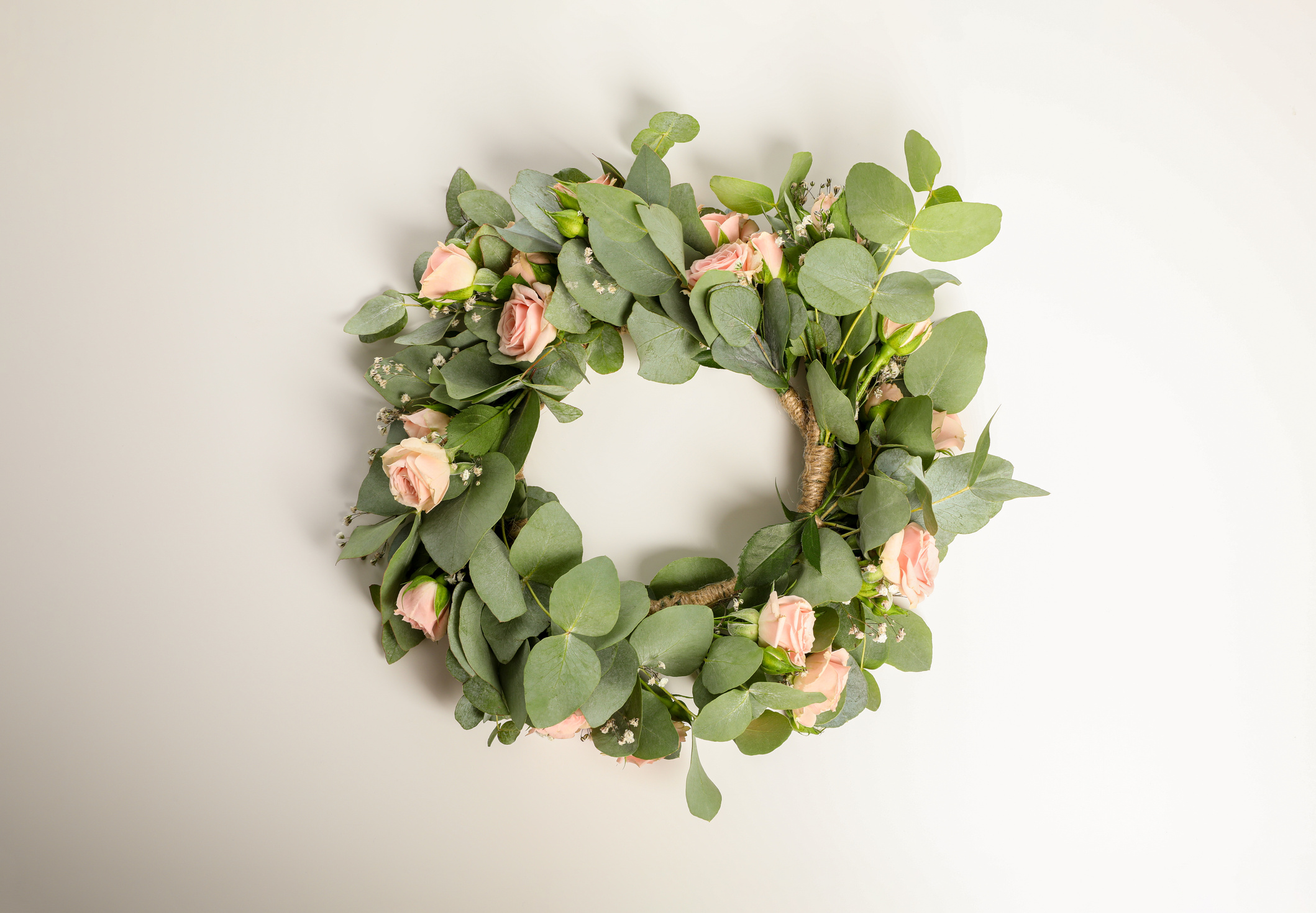Wreath Made of Beautiful Flowers Isolated on White
